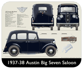 Austin Big Seven 4 door 1937-38 Place Mat, Small